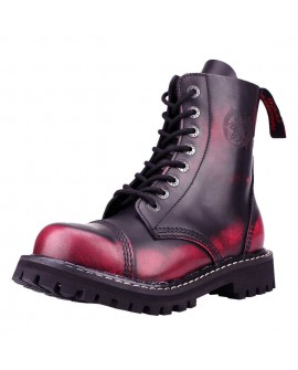 Stivali in pelle Angry Itch 8 fori rosa-bordeaux