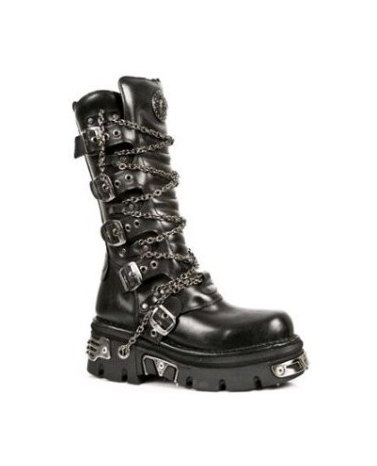  New Rock 5-Buckle Chain Boots
